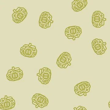 Technology brain line vector seamless pattern Stock Illustration