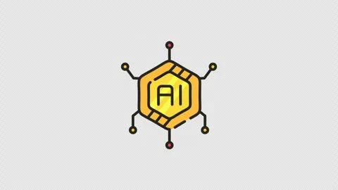 Technology a bright yellow hexagon ai icon signifies cuttingedge design and.. Stock Footage 314393534