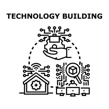 Technology building development and smart infrastructure concepts Stock Illustration
