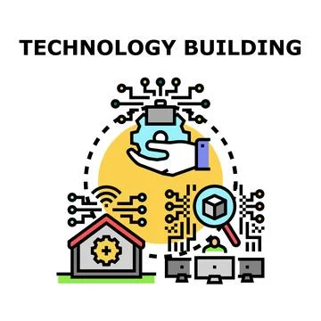 Technology building development and smart infrastructure concepts Stock Illustration