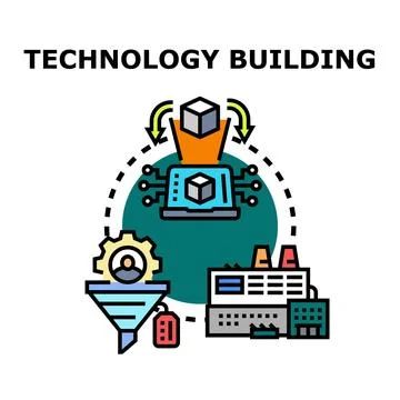 Technology building process managing data processing operations Illustrazione stock