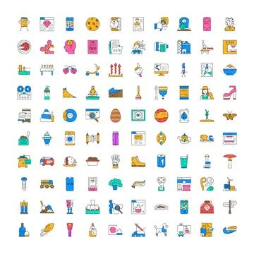 Technology, business, and everyday objects vector icons Stock Illustration