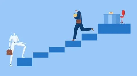 Technology business artificial intelligence replacement character employee イラスト素材