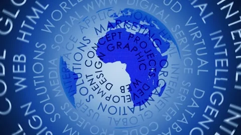 Technology business circle word cloud earth loop animation Stock Footage 337737305
