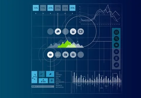 Technology Business Dashboard with Data Analytics Infographic Stock Illustration