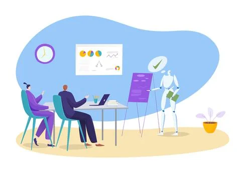 Technology business solution competition robot artificial intelligence versus Ilustração Stock