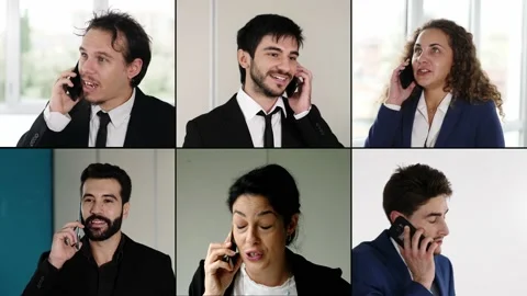 Technology, business-young managers talking on the phone about work Video stock 141694059