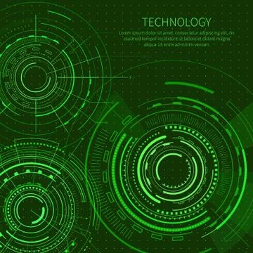 Technology Card with Set of Interface Templates Stock Illustration