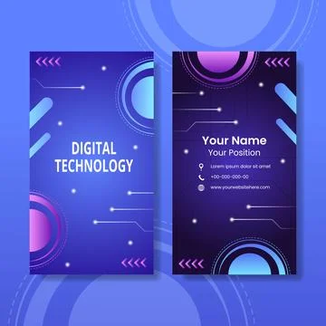 Technology Card Vertical Template Hand Drawn Cartoon Flat Illustration Stock Illustration