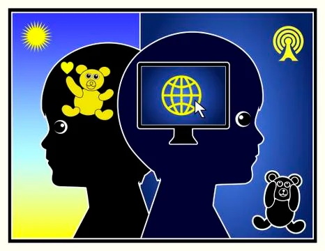 Technology changes Childhood Illustrazione stock