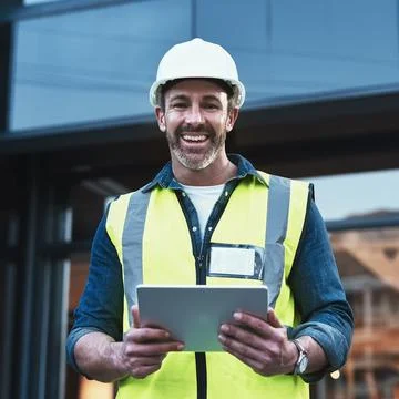 Technology is changing architecture. a engineer using a digital tablet on a Stock Photos