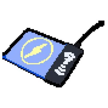 Technology charging mouse pad wireless pixel art vector illustration Stock Illustration