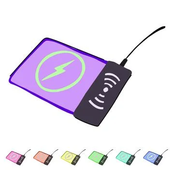 Technology charging mouse pad wireless vector cartoon graphic Stock Illustration