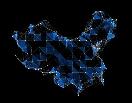 Technology China map line texture, internet data transmission Stock Illustration