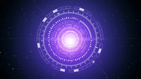 Technology circle with dark blue space background Video stock 145926098