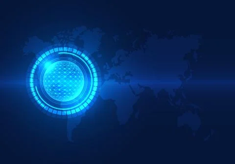 Technology circle is on the map of the world. It means technology that can .. Stockillustratie