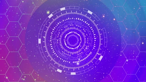 Technology circle with multi colored space background Stock Footage 145925104