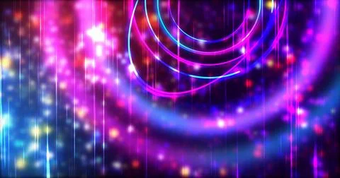 Technology circles moving with speed line in backdrop, NEON Retro Style BG... 스톡 일러스트