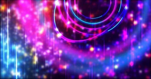 Technology circles moving with speed line in backdrop, NEON Retro Style BG... 스톡 일러스트