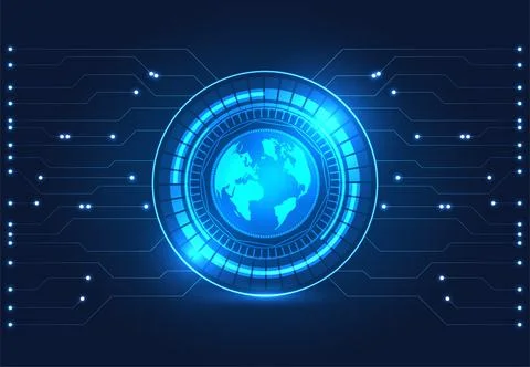 Technology circles with the world inside a system of the Internet that cove.. Stockillustratie