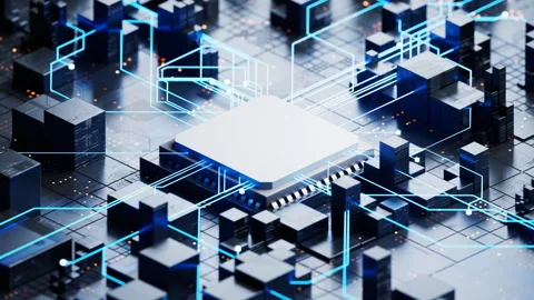 Technology circuit board and core, 3d rendering. Stock Footage 255027876