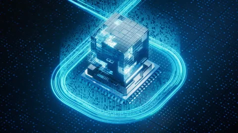 Technology circuit board and core, 3d rendering. Stock Footage 316273492