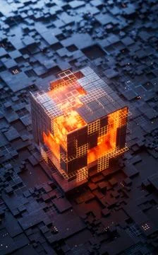 Technology circuit board and core, 3d rendering. Stock Illustration