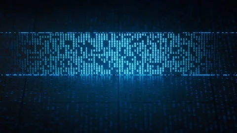 Technology circuit board with glowing binary data, 3d rendering. Stock Footage 316272610
