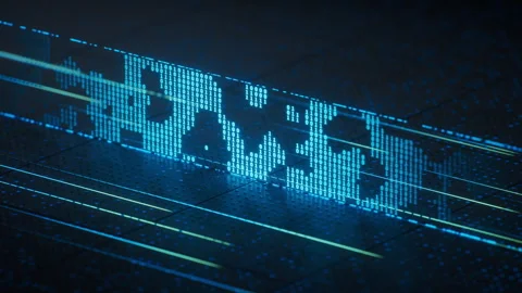 Technology circuit board with glowing binary data, 3d rendering. Stock Footage 316273804