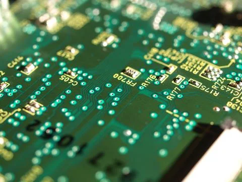 Technology Circuit Board Macro with Electronic Components Stock Photos