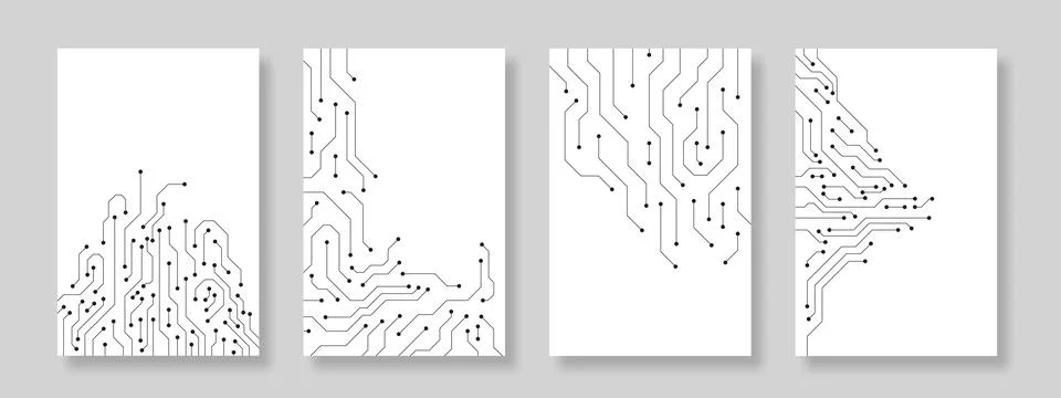 Technology circuit board poster on white background set イラスト素材
