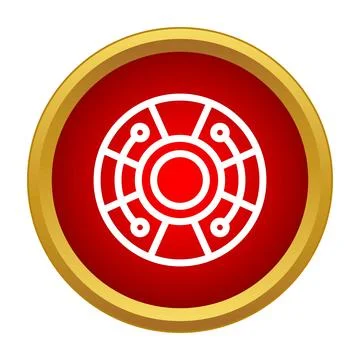 Technology circuit icon on red golden button イラスト素材