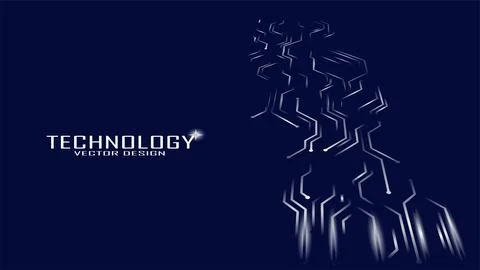 Technology circuit lines black digital background. Vector graphics. Illustrazione stock