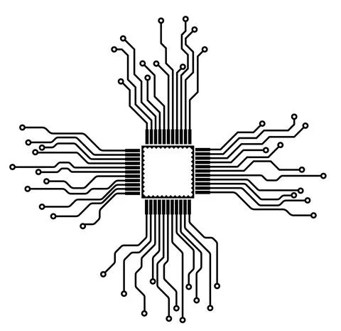 Technology circuits processor chip in minimal vector design Stock Illustration