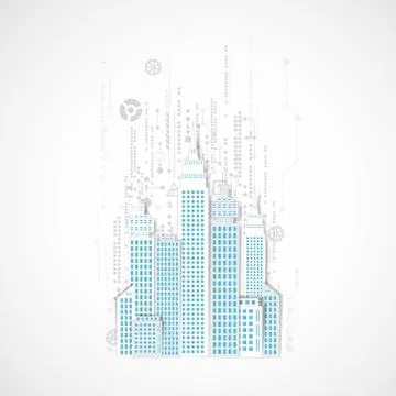 Technology city background. Vector] Stock Illustration