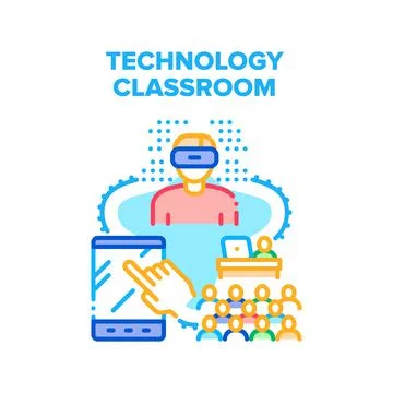 Technology Classroom Vector Concept Illustration Illustrazione stock