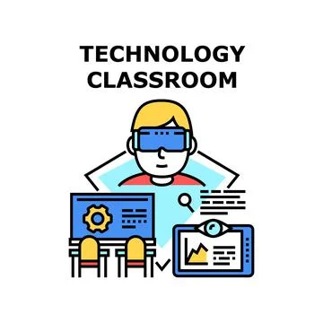 Technology Classroom Vector Concept Illustration Stock Illustration