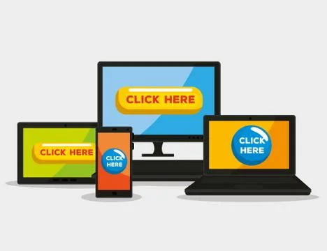 Technology with click mouse pixel cursor Stock Illustration