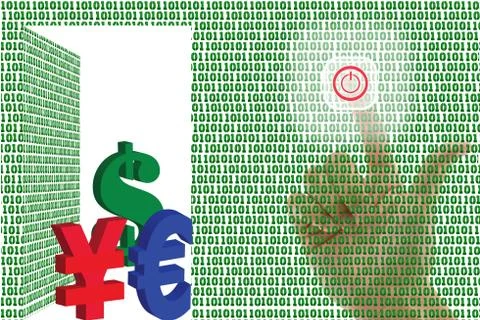 Technology Click Open and Received Money. Stock Illustration