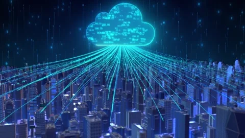 Technology Cloud and Smart City Stock Footage 307154900