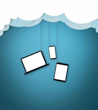 Technology, cloud computing and network for connection with device for data 스톡 일러스트