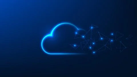 Technology cloud computing connect with digital network line, representing .. Illustrazione stock