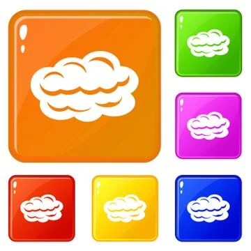 Technology cloud icons set vector color Stock Illustration