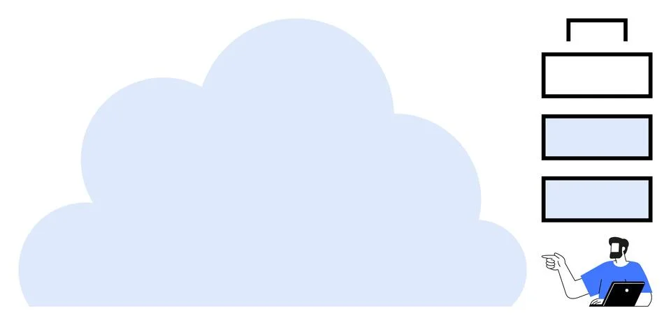 Technology, cloud storage, data organization, IT services, digital tools, onl Illustrazione stock