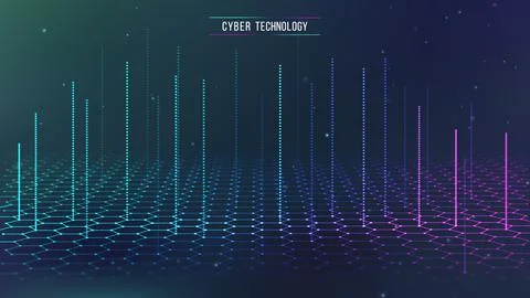 Technology cloud world. Networked systems vector concept. Blue background smart Illustrazione stock