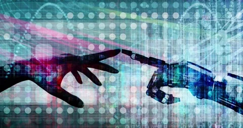 Technology Collaboration Concept Showing Human Machine Learning Integration Stock Footage 340304804