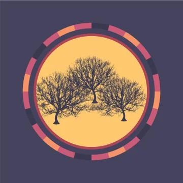 Technology colorful round background with tree. Abstract digital illustration Stock Illustration