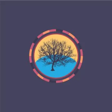 Technology colorful round background with tree. Abstract digital illustration Stock Illustration