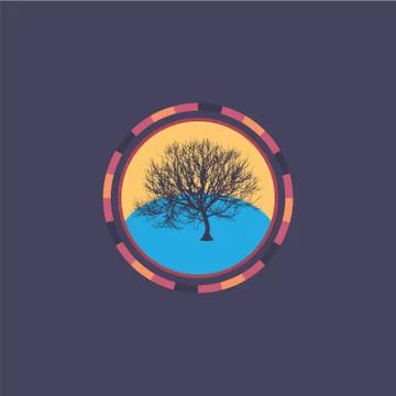 Technology colorful round background with tree. Abstract digital illustration Illustrazione stock