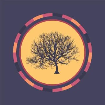 Technology colorful round background with tree. Abstract digital illustration Stock Illustration